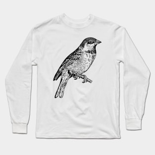 Bird Sparrow Hand Drawn Long Sleeve T-Shirt